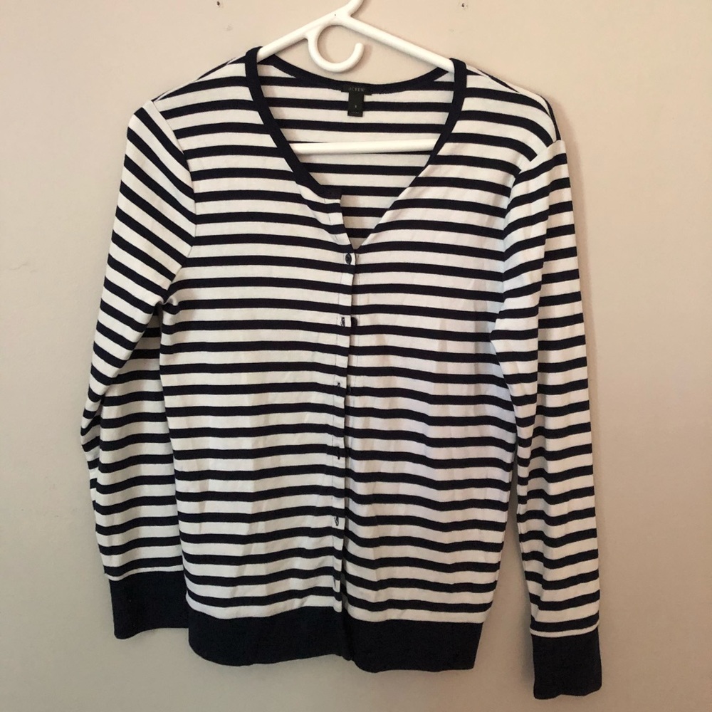J.Crew Cotton Navy Striped Cardigan